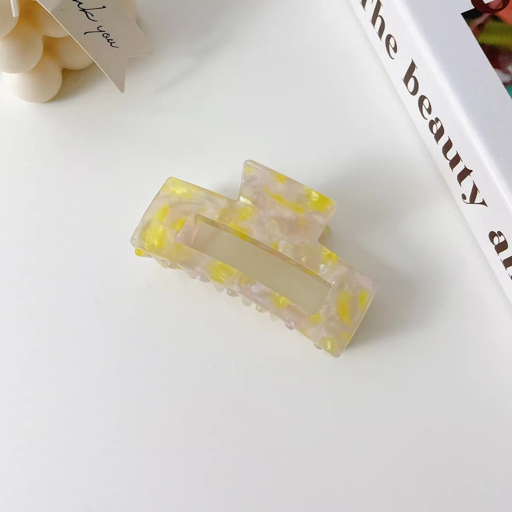 MEDIUM ACETATE CLAW CLIP - YELLOW & PINK SPECKLE