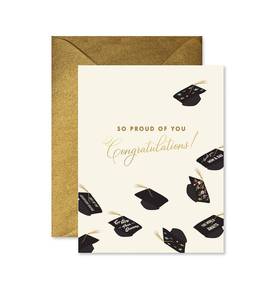 FLYING HATS GRADUATION CARD