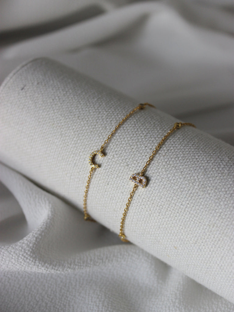 VERMEIL INITIAL LETTER BRACELETS