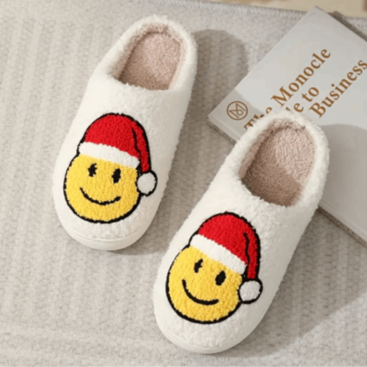 SANTA SMILEY FACE SLIPPERS