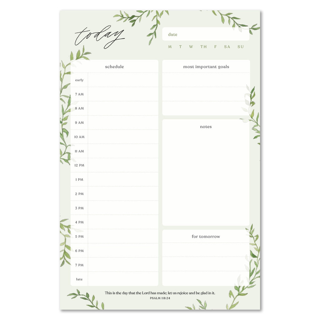 GREEN DAILY PLANNING NOTEPAD