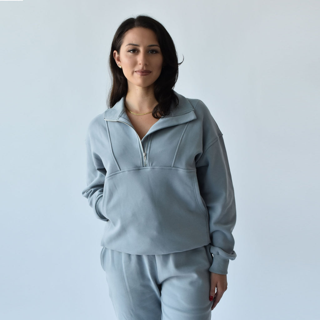 QUARTER ZIP SWEATSHIRT - STORM - 1