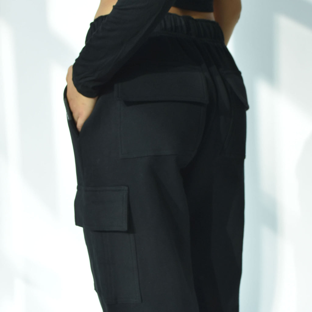 CARGO SWEATPANTS - BLACK - 1