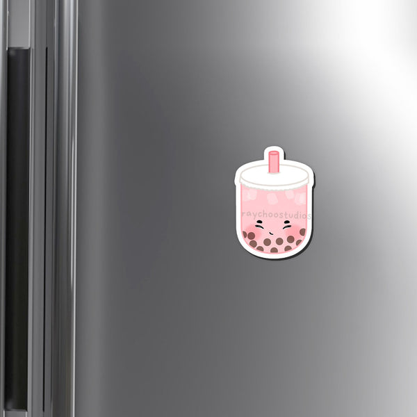 STRAWBERRY MILK TEA BOBA FRIDGE MAGNET - 2