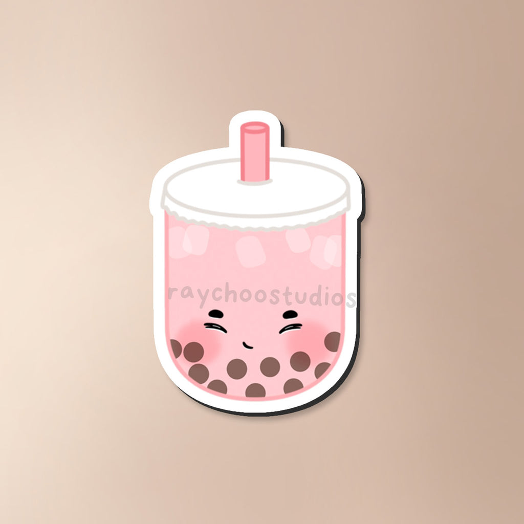STRAWBERRY MILK TEA BOBA FRIDGE MAGNET - 1