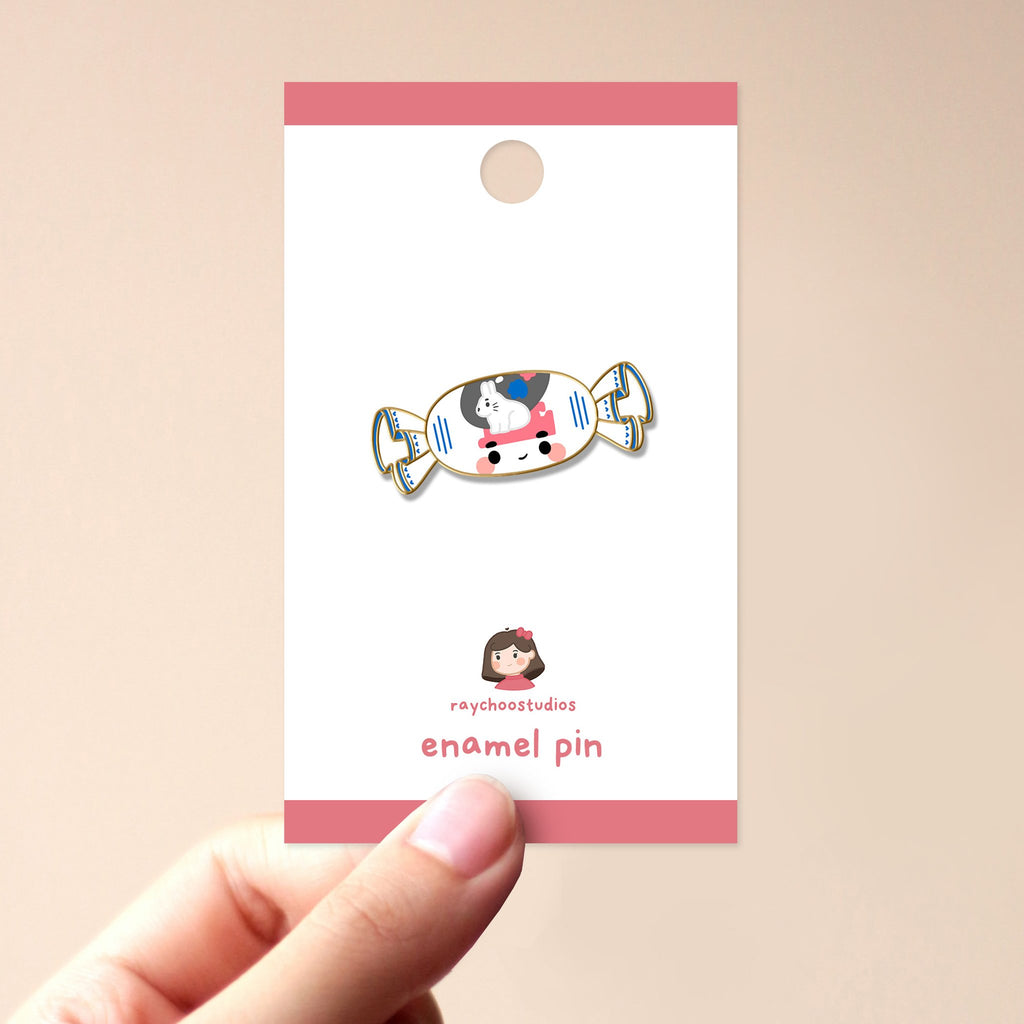 WHITE RABBIT CANDY ENAMEL PIN - 1