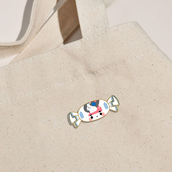 WHITE RABBIT CANDY ENAMEL PIN - 2