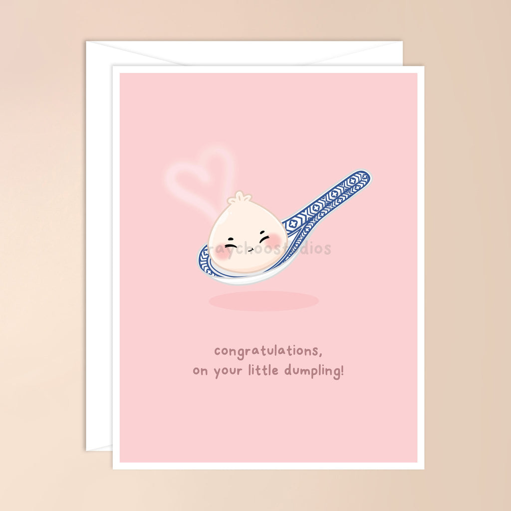CONGRATULATIONS ON YOUR LIL DUMPLING BABY CARD - PINK - 1