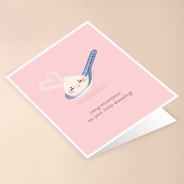 CONGRATULATIONS ON YOUR LIL DUMPLING BABY CARD - PINK - 2