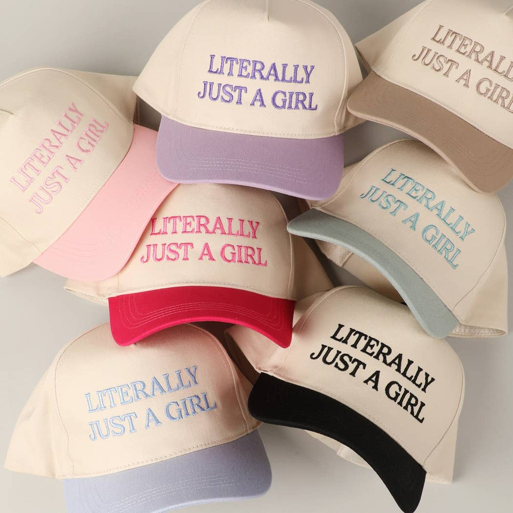 LITERALLY JUST A GIRL TRUCKER HAT