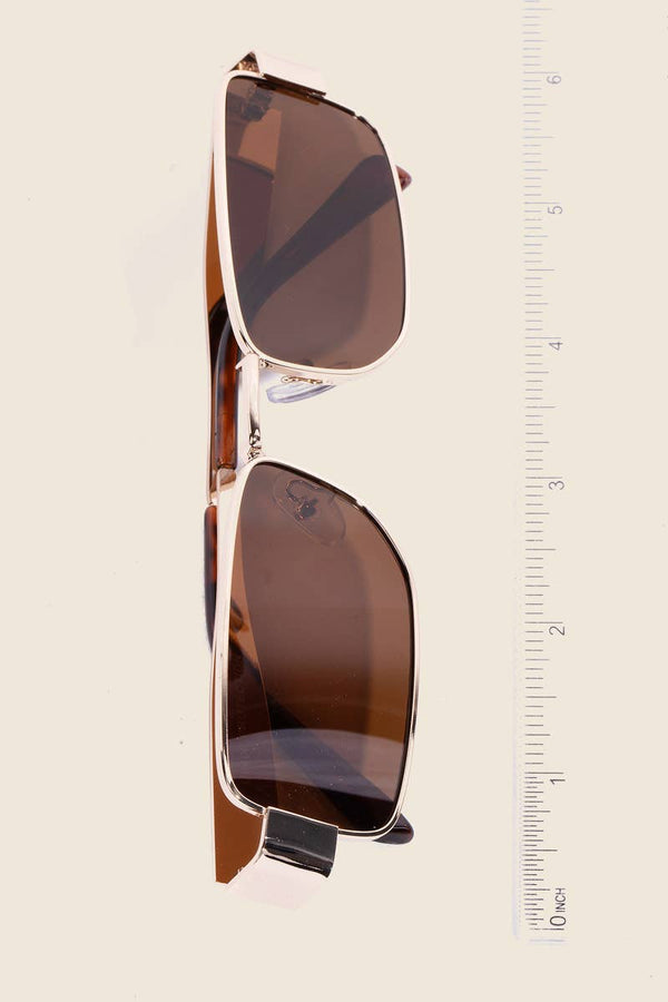 THIN METAL RECTANGLE FRAME SUNGLASSES