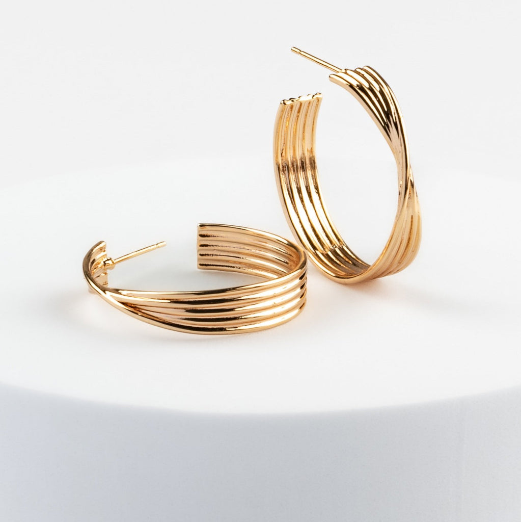 GOLD PLATED ON BRASS HOOPS $35