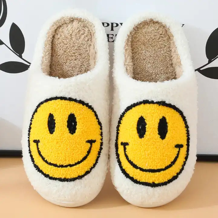 YELLOW SMILEY FACE SLIPPERS