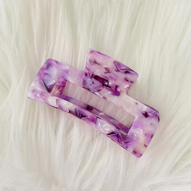 MEDIUM ACETATE CLAW CLIP - DARK PURPLE & WHITE SPECKLE