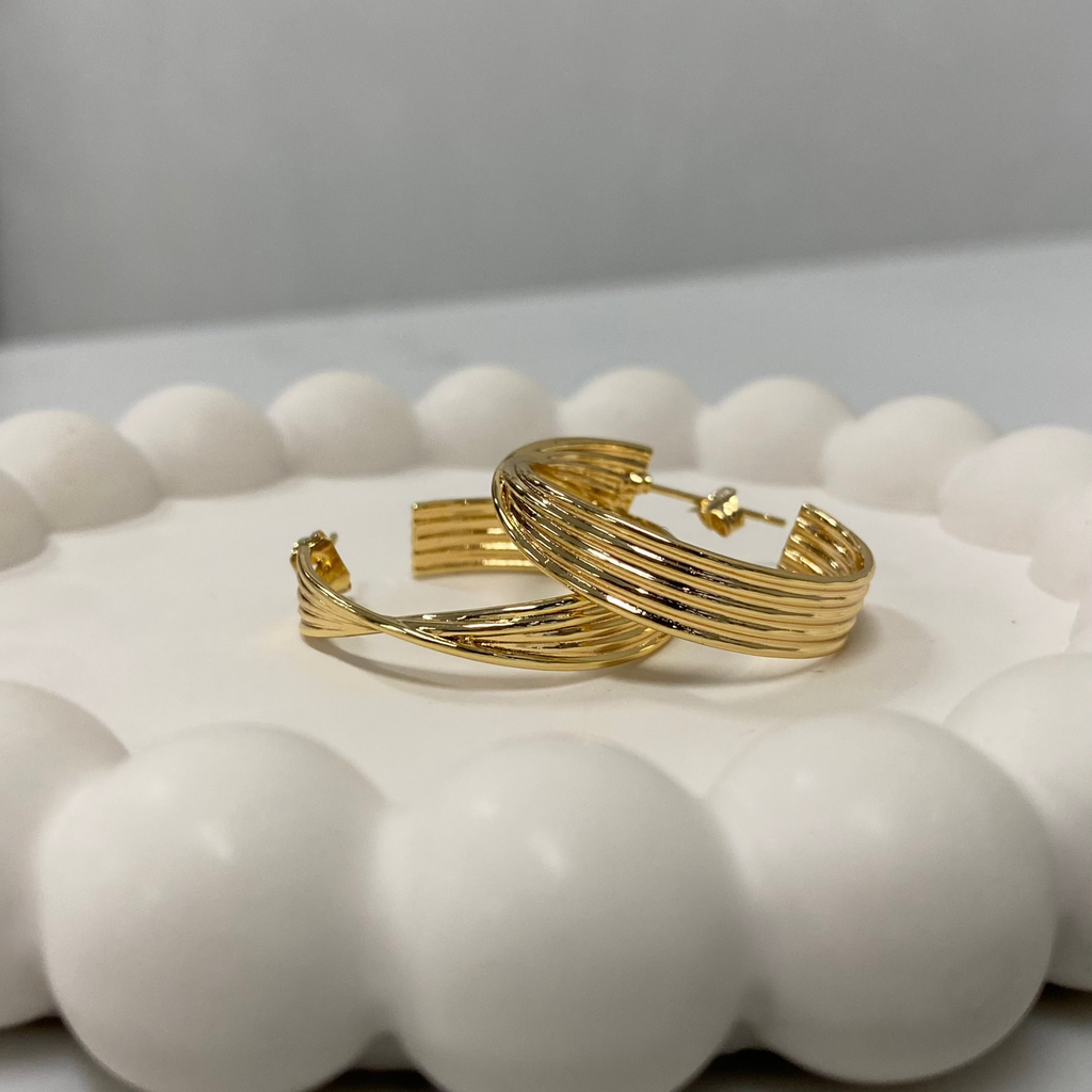 GOLD PLATED ON BRASS HOOPS $35