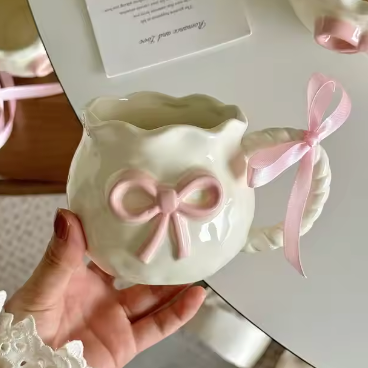 SINGLE PINK BOW MUG