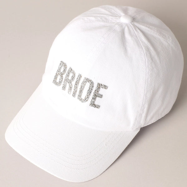 BRIDE GLITTER BASEBALL CAP - WHITE