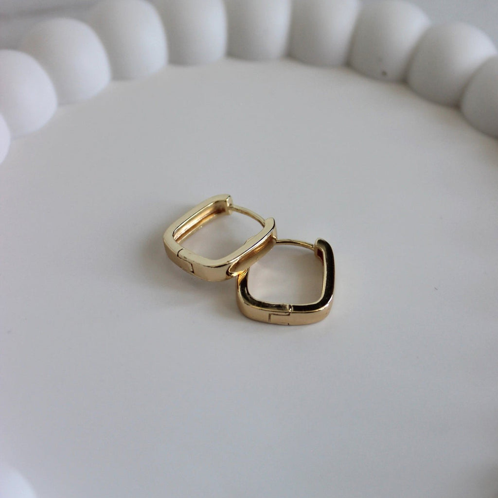 Gold Plated on Brass Square Hoops - 1