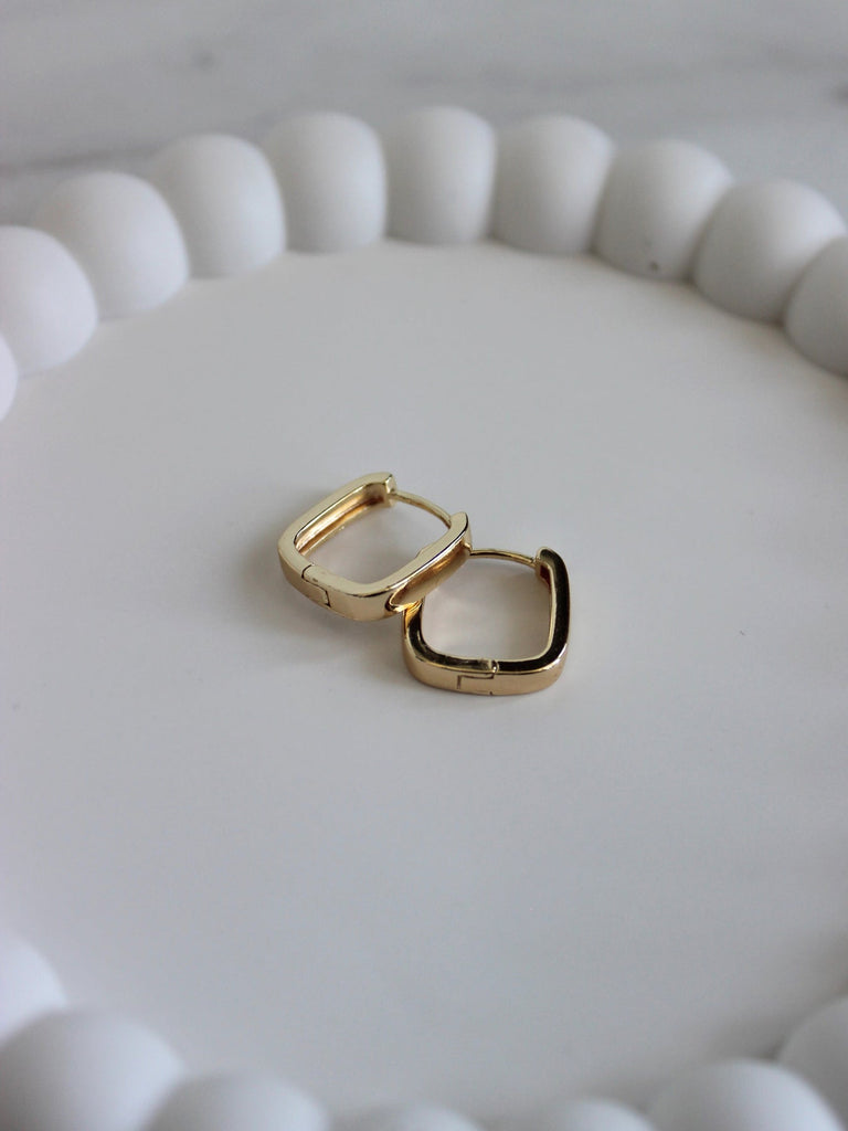Gold Plated on Brass Square Hoops - 1