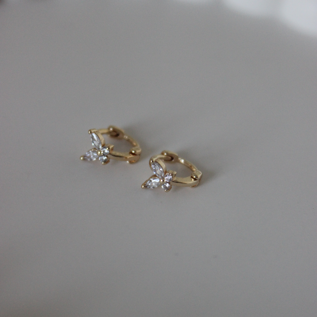 Gold Plated on Brass Butterfly Cartilage Earrings - 1