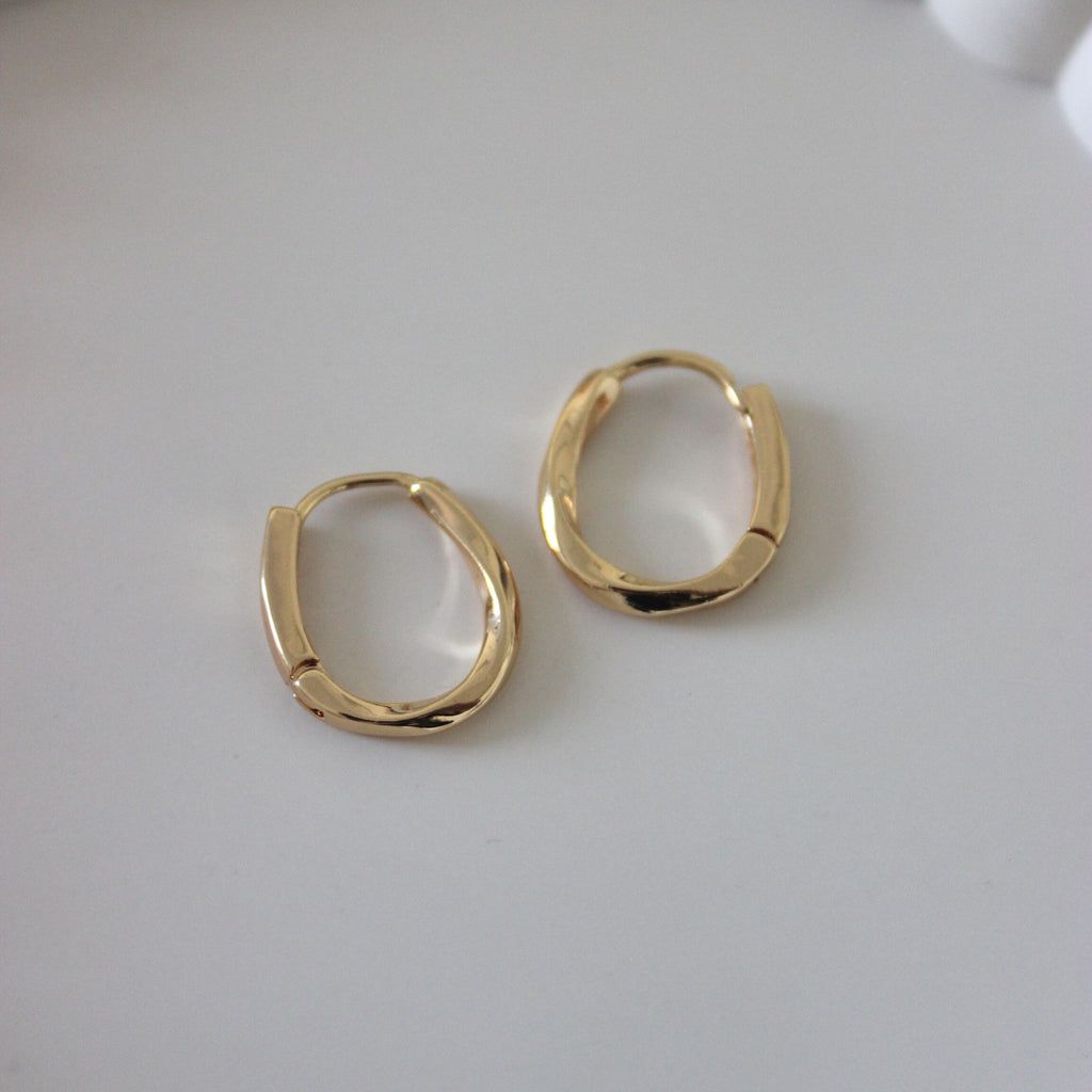 Gold Plated on Brass Twisted Drop Hoops - 1