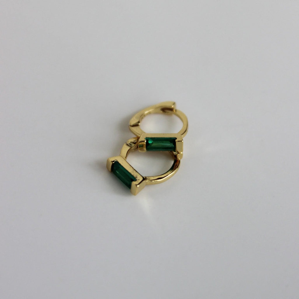 Vermeil Emerald Solitaire Cartilage Hoops - 1