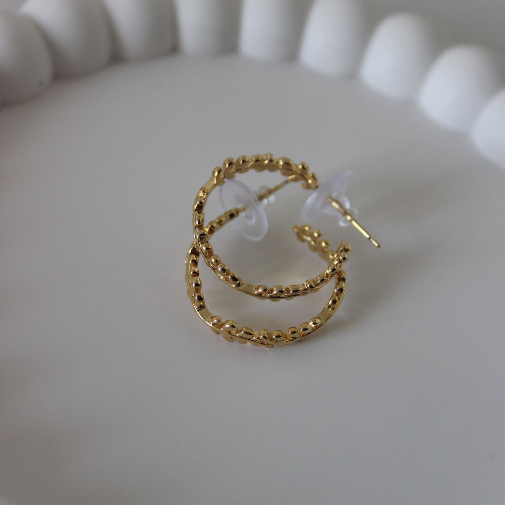 Gold Plated on Brass Leaf Hoops - 1